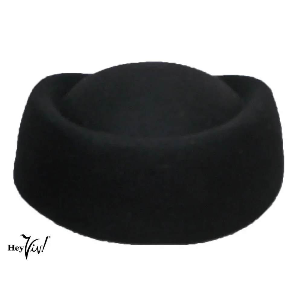 Black Stewardess Oval Pillbox Hat Retro Style for Party Wedding Church - Hey Viv